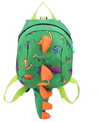 Dinosaurier Rucksack Kinder Kinder Kleinkind Tasche Cartoon Rucksack Snack Lunchpaket Reiserucksack mit Sicherheitsgurt Leine für Vorschuljungen Mädchen(Grün)