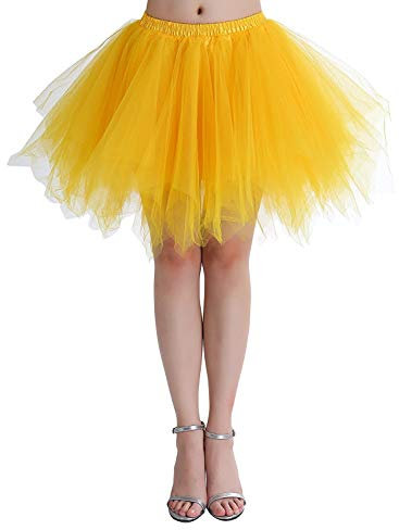 ChicWind Karneval Damen 80er Gelb Puffy TAllrock TAtA RAcke TAll Petticoat(MEHRWEG), Gelb, S-L