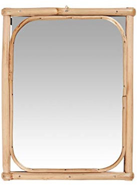 IB Laursen - Miroir mural, miroir - avec bord bambou - verre - couleur naturelle - 1,5 x 26,5 x 20,5 cm
