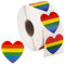 SAVITA 1000 Stück Gay Pride Sticker Herzform Liebe Regenbogen Aufkleber Streifen Herzform Rolle Klebeband