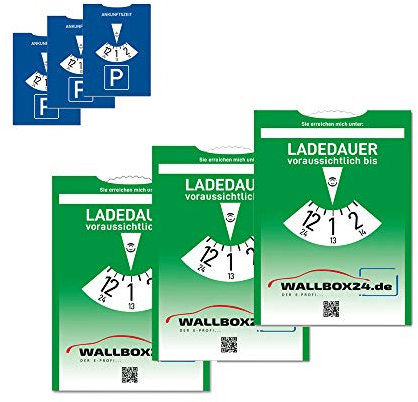 Wallbox24 3er Pack Papp Parkscheibe Ladedauer einstellbar Zubehör Elektromobilität