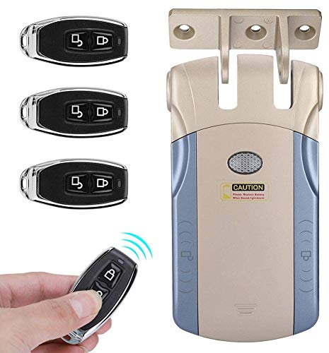 Cerradura de Seguridad Inteligente Electrónica En El Hogar Invisible Inalámbrico Sin Llave Cerradura Electrónica Control Remoto Toque Bloqueado Y Desbloqueo(Gold)