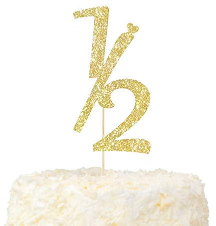LOVENJOY Happy Half 1/2 Birthday Cake Topper Truly Sparkling 6 Monate Geburtstag Dekoration Gold