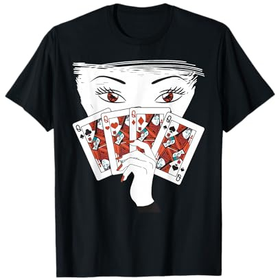 Pokerspieler hält vier Damen Poker Karten Hand Holdem T-Shirt