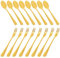 SourceTon - Gold, set di 16 cucchiai da caffè in oro (10 cm) e forchette in acciaio inox (12 cm), mini cucchiai da caffè e forchette per dolci, tè, aperitivo