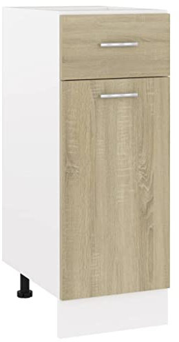 vidaXL Armario de Cocina Muebles Duradero Mesa de Trabajo Almacenamiento Cuencos Platos Ollas Alacena Contrachapada Roble Sonoma 30x46x81,5cm
