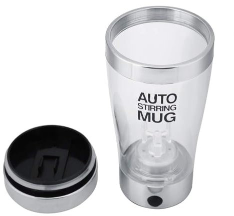 Tasse d'agitation électrique de 400 ml, tasse d'agitation automatique électrique avec tasse à mélange automatique en acier inoxydable pour hommes femmes enfants