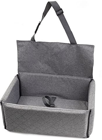 BOUTIQUE ZOO Hunde Autositz mit Sitzbezug | Autositz für Große und Riesen Hunde | Rückbank, Beifahrersitz | Hundebett, Hundetasche | Polyester (Leinenimitat) | Farbe: Grau | Große: XL (80x60 cm)
