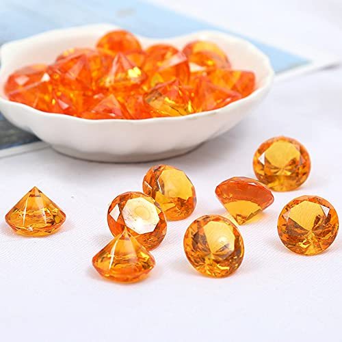 Duories 120 Stück Acryl Diamanten Dekosteine,Acryl Diamant Edelsteine Streudeko Tischdeko Acrylschmuck für Hochzeit Geburtstag Weihnachten Party Vasenfüller Piratenparty Schatzsuche Dekoration,Orange