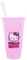 Silver Buffalo Sanrio Hello Kitty - Bicchiere da viaggio in plastica rosa con coperchio e cannuccia, 907,2 g, per bevande e bevande