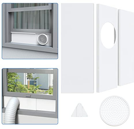 Wintcomfort Portable Air Conditioner Window Seal Plates Kit for Portable AC Exhaust Hose with 5 Diameter, Adjustable Seal Panels with Plastic Guard, Window Vent Kit for Sliding Windows