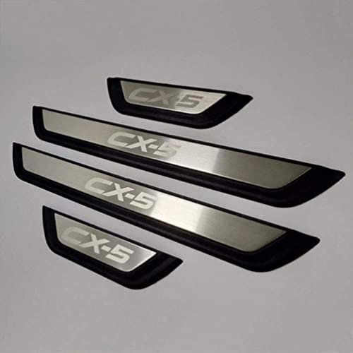 WIOP Stainless Steel Car Door Sill for Mazda CX-5 CX5 2017 2018 2019 2020 2021 2022,Non-Slip Anti Scratch Scuff Kick Plates Protector Styling Decoration Accessory,4Pcs