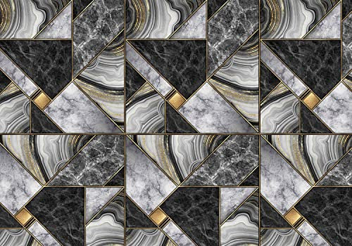 wandmotiv24 Fototapete Marmor Mosaik Muster gold, XXL 400 x 280 cm - 8 Teile, Wanddeko, Wandbild, Wandtapete, Marmoroptik Fliese Stein M6216