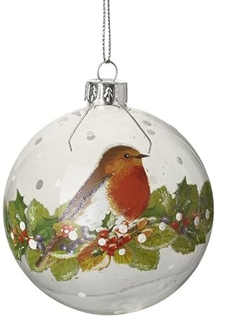 Heaven Sends Weihnachtsbaumschmuck aus Glas, Motiv Rotkehlchen, mehrfarbig