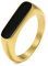 ANAZOZ Edelstahlringe Damen, Ring Groß Modeschmuck Größe 65 (20.7) Goldener Siegelring mit Schwarzer Emaille