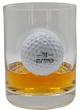 Solo-Pro Master Your Game Golf Gifts for Men - Whiskey Glass with Real Golf Ball Embedded, Unique Birthday Gift for Fathers Day