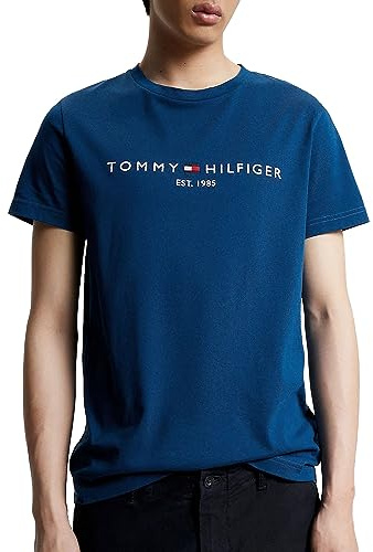 Tommy Hilfiger Men's Short-Sleeve T-Shirt Crew Neck, Blue (Deep Indigo), XXL