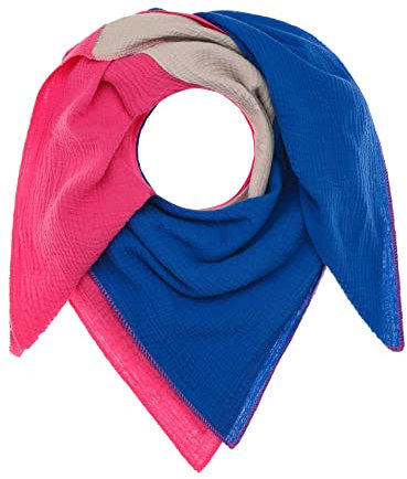 Zwillingsherz Musselin Viereckstuch mit Wolle für Damen Mädchen Jungen - Hochwertiges Damenschal - Strick-Waren Frühjahr Herbst Winter, 16210.7, Länge: 131 cm, Breite: 114 cm, Pink Beige Blau