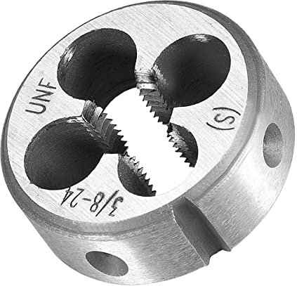 QUARKZMAN 3/8-24 UNF Rond Filière x 1 Pièce Machine Filetage Droite Main Filetage pour Traiter ou Réparation Externe Filetages