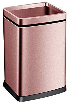 Poubelle carrée en acier inoxydable Poubelle carrée de grande capacité sans couvercle Minimaliste moderne (Onecolor Rose gold 15L)