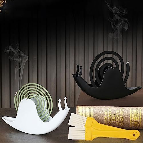 Mückenspirale Halter Schnecke 2 STK Mückenspirale Behälter Moskito Spulenhalter Kreative Tragbare Mosquito Coil Holder für Schlafzimmer,Wohnzimmer,Küche,Büro und Draußen Geeignet mit 2 Bürste