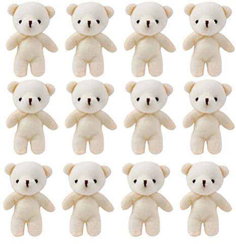Toyvian Lot de 12 mini ours de 4. 3 pouces minuscules ours en peluche petits ours en peluche en gros mini animaux en peluche pour porte-clés bricolage diplôme anniversaire douche