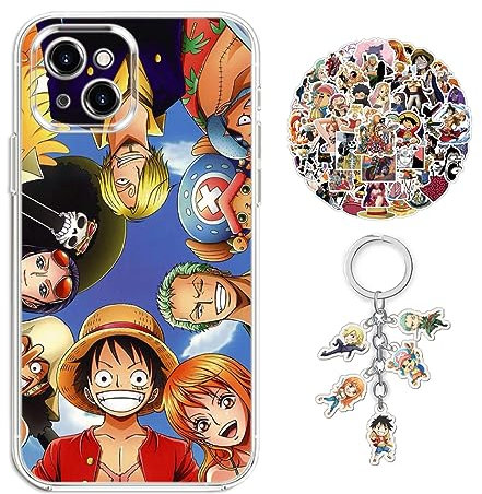Staremeplz Compatible with iPhone XR Case One -Piece Luffy Anime Design [With Keychain and 50pcs Stickers] Cartoon Transparent Soft Silicona Case for iPhone XR