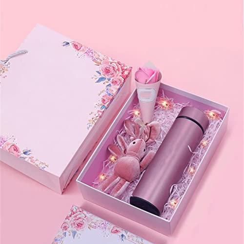 ZYMEN 500 ml intelligente Edelstahl-Thermos-Vakuum-Wasserbecher-Display-Temperatur, tragbare Wasserflasche mit exquisitem Box-Set, Geschenke (Farbe: B) Commemoration Day