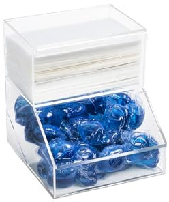 Inevibe Laundry Pod Holder & Dryer Sheet Dispenser - 2 Compartment Acrylic Container w/Lids for Storing Clothes Pins, Dishwasher Pods for Laundry Room Organization