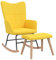 vidaXL Schaukelstuhl mit Hocker Schaukelsessel Schwingsessel Relaxstuhl Polsterstuhl Wohnzimmerstuhl Sessel Stuhl Relaxsessel Stoff Senfgelb
