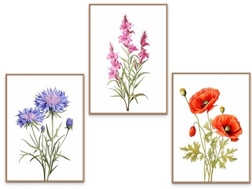 GrowArt - Kunstvolle Blumenkomposition im A3 Format: Exklusive Poster mit farbigen Blumen - ein natürlicher dekorativer Akzent für Ihr Interieur, das perfekte Geschenk für Naturliebhaber