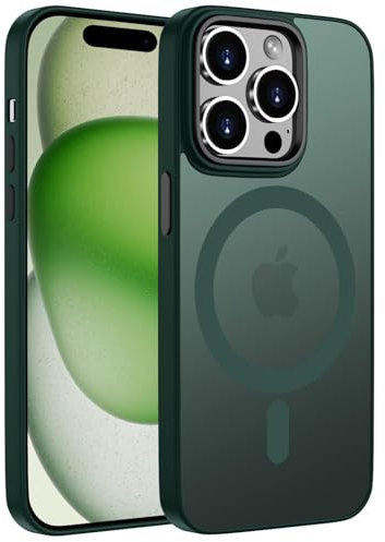 ORDA für iPhone 15 Pro Max Hülle 6,7 Zoll Kompatibel mit MagSafe,Magnetisch für iPhone 15 Pro Max Case Durchscheinende Matt Handyhülle Rückseite Dünn Stoßfest Schutzhülle Grün