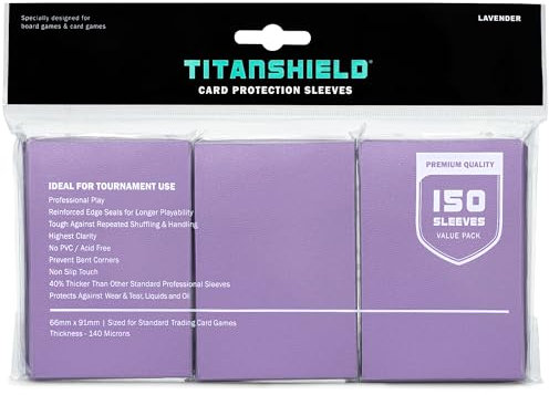 TitanShield Premium Lavender 150 Sleeves Standard Size Board Game Trading Card Sleeves Deck Protector for Magic The Gathering MTG, Baseball Collection, Dropmix
