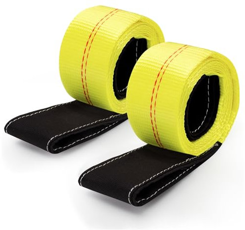 Rotaisu 2 Pcs 2 inch by 6 feet Lifting Sling Straps, 10,000lbs Max Vertical Break Strength Capacity, Nylon Tree Saver Recovery Strap Web Sling Winch Strap