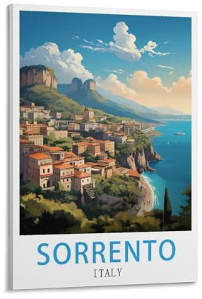 LNUYITR Vintage-Reiseposter Sorrento Italy, 60 x 90 cm, Leinwand-Kunst-Poster und Wandkunst, Bilddrucke, modernes Heim-Schlafzimmer, Dekor-Poster
