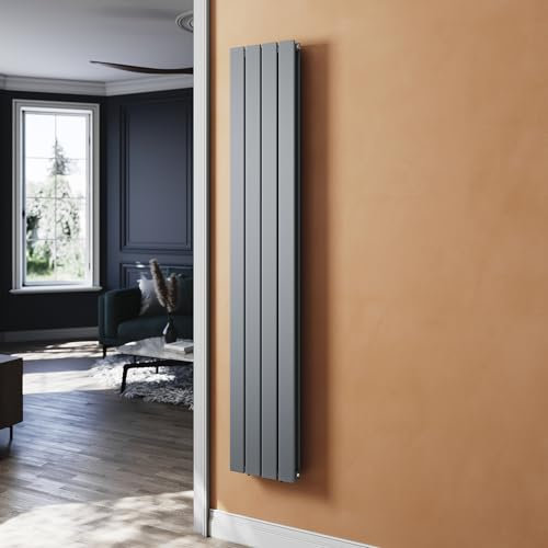 SUNXURY Radiatore piatto, 1600 x 311 mm, design verticale, doppio strato, radiatore per bagno, attacco centrale, radiatore per bagno, colore antracite