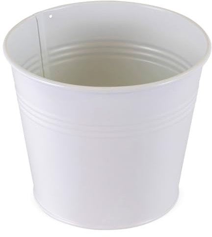 Petit pot de fleurs, en métal, blanc, 14 cm x 13 cm, convient comme pot à orchidées, pot à plantes, pot à herbes, bonsaï et accessoires de plantes, cache-fleurs pour balcon et rebord de fenêtre