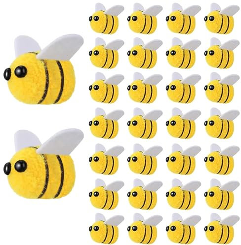 Kapokr 30 Stück Bienen Deko Kleine Filz Bienen Handwerk Dekoration Wollfilz Biene Deko Kleine Bienen Figuren Streudeko Mini Biene für Babyparty Kostüm DIY Handwerk Anhänger Hut Deko