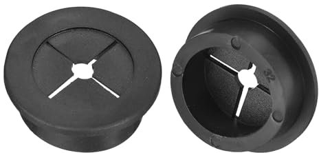 QUARKZMAN 2 Stück Kabeldurchführung, 1-1/4 Zoll (32mm) Schreibtischdurchführung Flexible Gummistopfen Drahtlochabdeckung für Büro Computertisch Drahtorganisator, Schwarz
