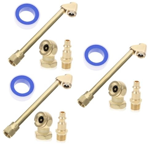 HOMSFOU 3ensembles Kit De Gonflage avec Embouts pour Compresseur Air Ensemble De Accessoires Laiton Adaptateurs De Valve Et Tuyau Air pour Pneus Et Véhicules
