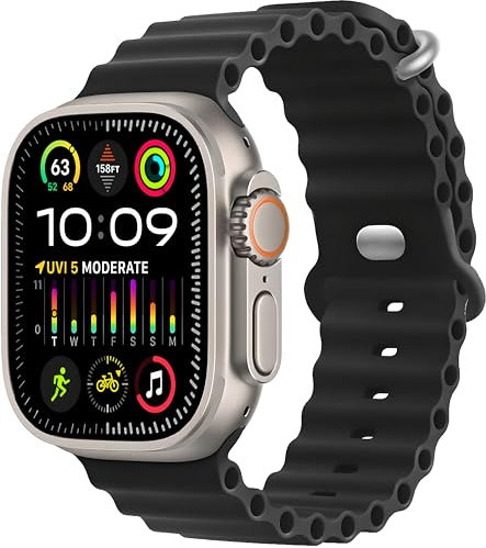JJii Sung Original Silicone Sport Ocean Band - Compatible with Apple Watch Ultra 2/Ultra Straps 49mm 46mm 45mm 44mm 42mm, Breathable Soft Strap for iWatch Ultra/Ultra 2, Series SE 10/9/8/7/6/5/4/3/2/1