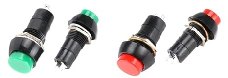 10Pcs 12mm PB-305B PBS-11B Reseting Non-locking 2pins Button Switch 250V/3A Roun Switch Red Green IDGTTLDF(10 Red)
