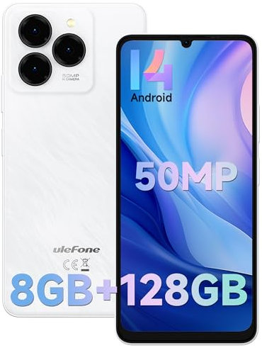 Ulefone Note 20 Pro Smartphone, 8GB+128GB/SD-1TB Android 14 Cellulare, 6.75 HD+ Widevine L1, Fotocamera 50MP+8MP Cellulari 6000mAh Batteria, Octa Core Dual SIM GPS/OTG/Face ID/Fingerprint Bianco