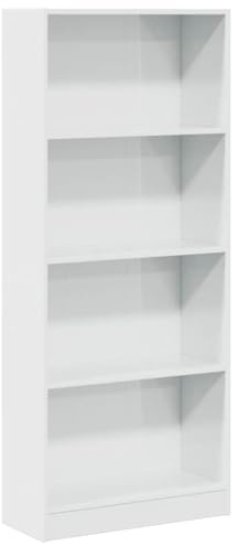 vidaXL Bookcase High Gloss White 60x24x143 cm Engineered Wood | Loads of space for your books and knick-knacks, A sleek look that fits right in with any room,