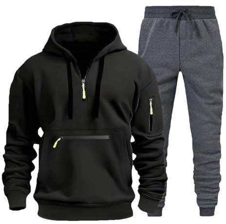 Generisch Warehouse Deal retourenware, Herren Trainingsanzug Jogginganzug Sportanzug Set 2-Teiliges Atmungsaktiv Sportlich Tracksuit mit Reißverschluss Tasche Hose, blitzangebote