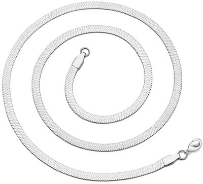 Philip Jones Stainless Steel Herringbone Flat Snake Chain 18 Inch Necklace