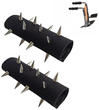 Toeloioh 1 Paar Rollstuhlgriff-Spikes, Anti-Greif-Rollstuhlgriffe, Rollstuhlgriffabdeckungen mit Spikes, Schwarz, Gepolstert, Leder