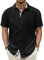 HMIYA Herren Kurzarm Hemd Baumwolle Button Down Freizeithemden Sommer Strand Regular Fit Shirt,Schwarz,XL