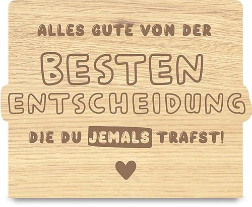 Postkarte Du bist wunderbar Holzkarte - Beste Entscheidung Geburtstagskarte | Freundin, Ehemann, Geburtstagskarte für Partner, Mutmacher Karte, Karte beste Freundin