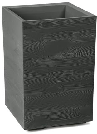 Kreher® XL Pflanzkasten Pflanzkübel Übertopf 'Eco Wood' in verschiedenen Größen. Tolle Holz Optik in Anthrazit! Aus robustem, recyceltem Kunststoff. (1, 40x40x60 cm)